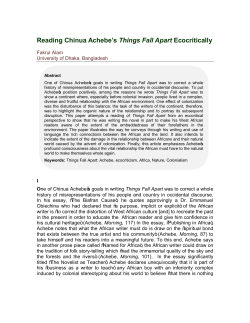 Reading Chinua Achebe`s Things Fall Apart Ecocritically