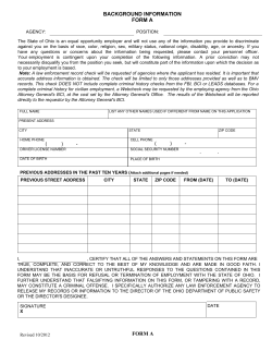 FORM A BACKGROUND INFORMATION FORM A