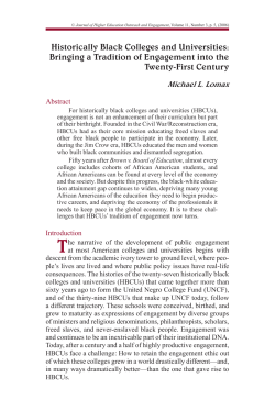 Historically Black Colleges and Universities: Bringing a Tradition of