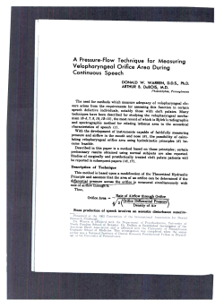 A Pressure-Flow Technique for Measuring Velopharyngeal Orifice