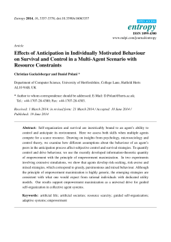 Effects of Anticipation in Individually Motivated Behaviour on