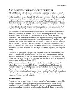 5. SELF-ESTEEM AND PERSONAL DEVELOPMENT III 5.1 Self