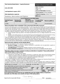 Capacity Mechanism Impact Assessment