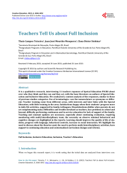 Teachers Tell Us about Full Inclusio