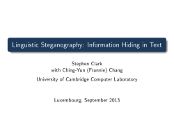 Linguistic Steganography - Cambridge Computer Lab
