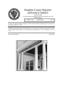 April 28, 2017 - Dauphin County Bar Association
