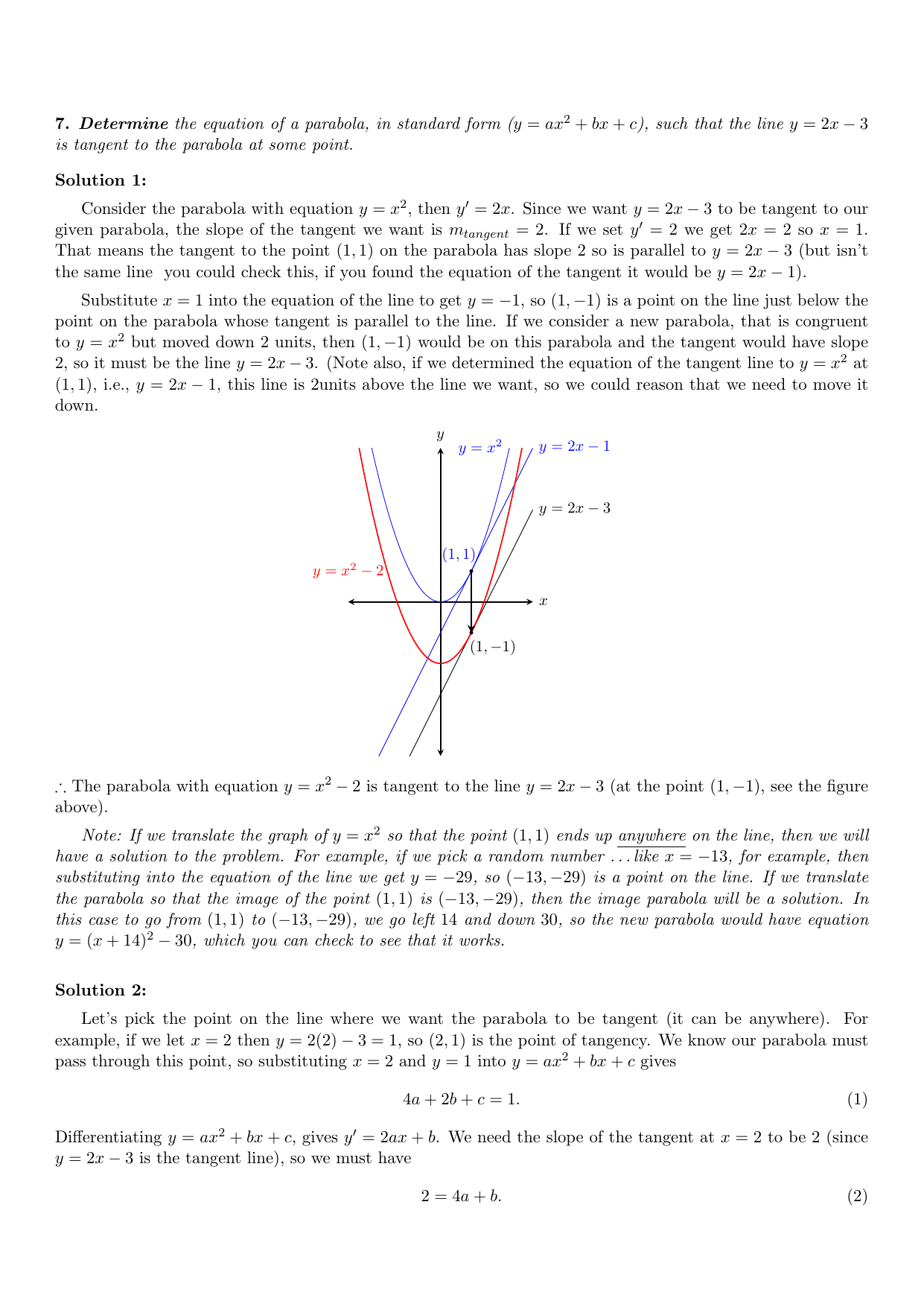 Y Ax 2 Bx C Such That The Line Y 2x 3 Is Godin