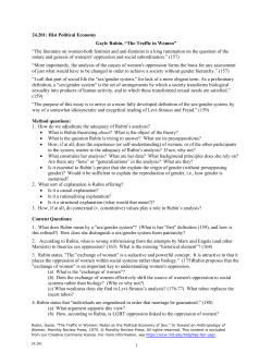 Notes on Gayle Rubin`s "The Traffic in Women"