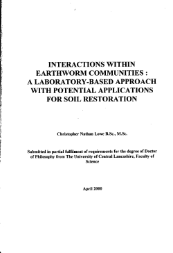 INTERACTIONS WITHIN EARTHWORM COMMUNITIES: A