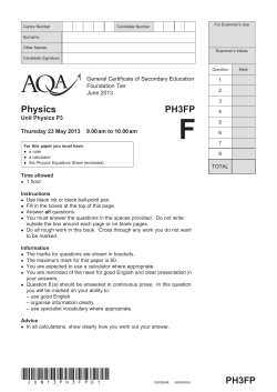 GCSE Physics Question paper Unit 03 - Physics June 2013