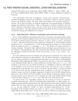 14. neutrino mass, mixing, and oscillations