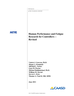 Human Performance and Fatigue Research for Controllers