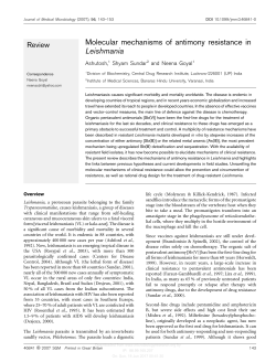 Molecular mechanisms of antimony resistance in Leishmania
