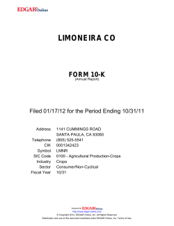 limoneira co - Nasdaq`s INTEL Solutions