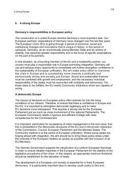 6. A strong Europe Germany`s responsibilities in European policy