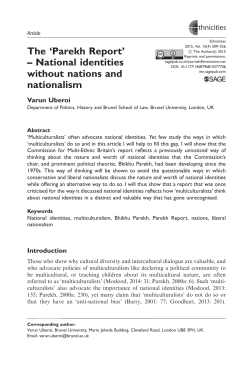 The `Parekh Report` – National identities without nations and