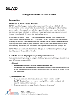 Getting Started with GLA:D&trade; Canada