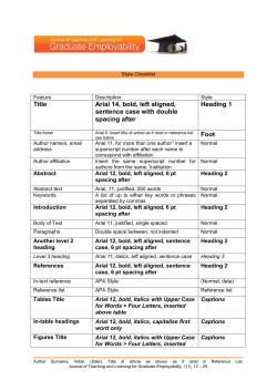 Title Arial 14, bold, left aligned, sentence case with double spacing