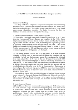 Low Fertility and Family Policies in Southern European Countries