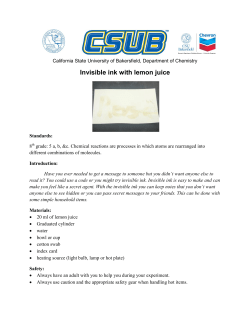 Invisible ink with lemon juice - California State University, Bakersfield