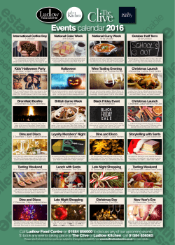 Events calendar 2016
