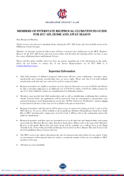 Melbourne Cricket Club Reciprocal Rights - 2017 AFL