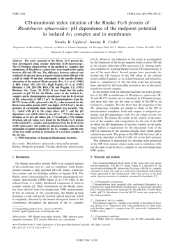 CD-monitored redox titration of the Rieske Fe-S