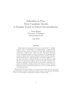 Federalism in Flux: Three Candidate Models to Explain Trends in