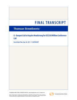 Headstrong Conference Call Transcript