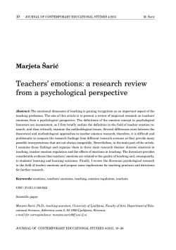 Teachers` emotions: a research review from a psychological