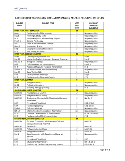 (Major in MAPEH) PROGRAM OF STUDY