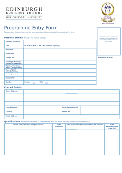 Pro ogram mme E Entry y Form m