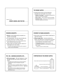 MONEY, BANKS, AND THE FED THE MONEY SUPPLY MODERN