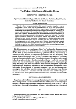 The Poliomyelitis Story: A Scientific Hegira