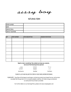 returns form - Sissy Boy Jeans