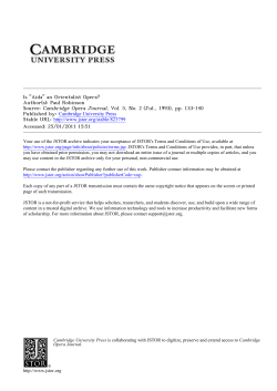 Is "Aida" an Orientalist Opera? Author(s): Paul Robinson Source