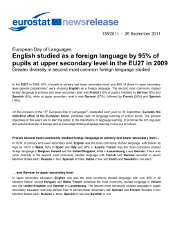 English studied as a foreign language by 95% of pupils