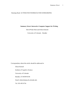 Summary Street: Interactive Computer Support for Writing