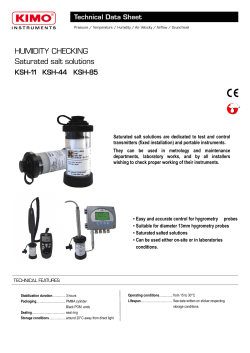 HUMIDITY CHECKING Saturated salt solutions