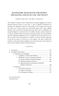 mandatory sentencing for people smuggling: issues of law and policy