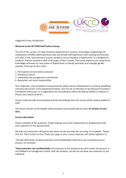 1 Suggested survey introduction: Welcome to the HE STEM Staff