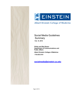 Social Media Primer - Albert Einstein College of Medicine