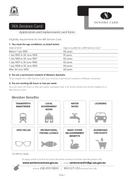 WA Seniors Card application form