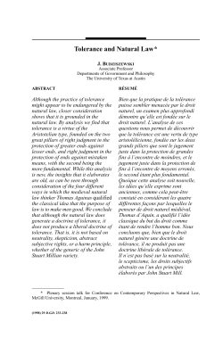 Tolerance and Natural Law
