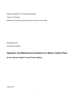 Operation and maintenance schedule of a steam turbine