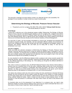 Determining the Etiology of Wounds Pressure Versus Vascular Jeri