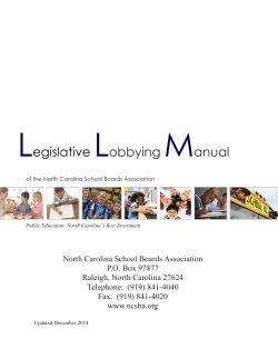 Lobbying Manual - North Carolina School Boards Association