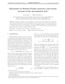 Kinematics in Randers-Finsler geometry and secular increase of the