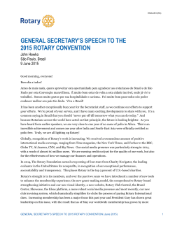 General Secretary`s Speech to the 2015 Rotary