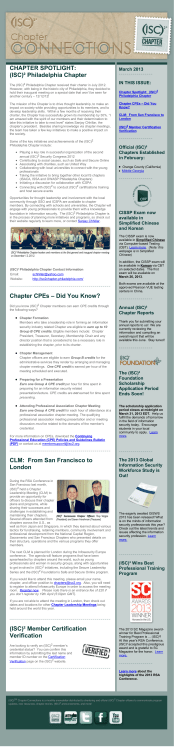 CHAPTER SPOTLIGHT: (ISC)&sup2; Philadelphia Chapter Chapter CPEs